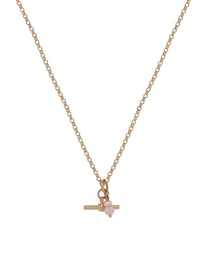 Dainty Small Fob TBar Belcher Necklace in 9ct Rose Gold