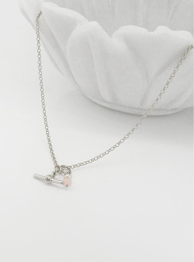 Dainty Small Fob TBar Belcher Necklace in Sterling Silver