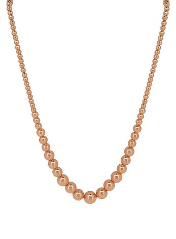Spherical Graduated Ball Bead Necklace in 14k Rolled Rose Gold