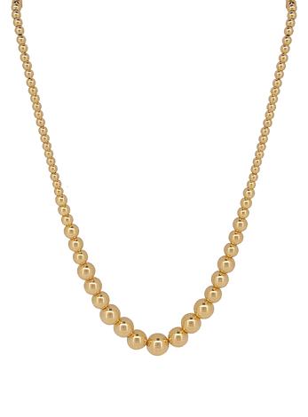 Spherical Graduated Ball Bead Necklace in 14k Rolled Gold