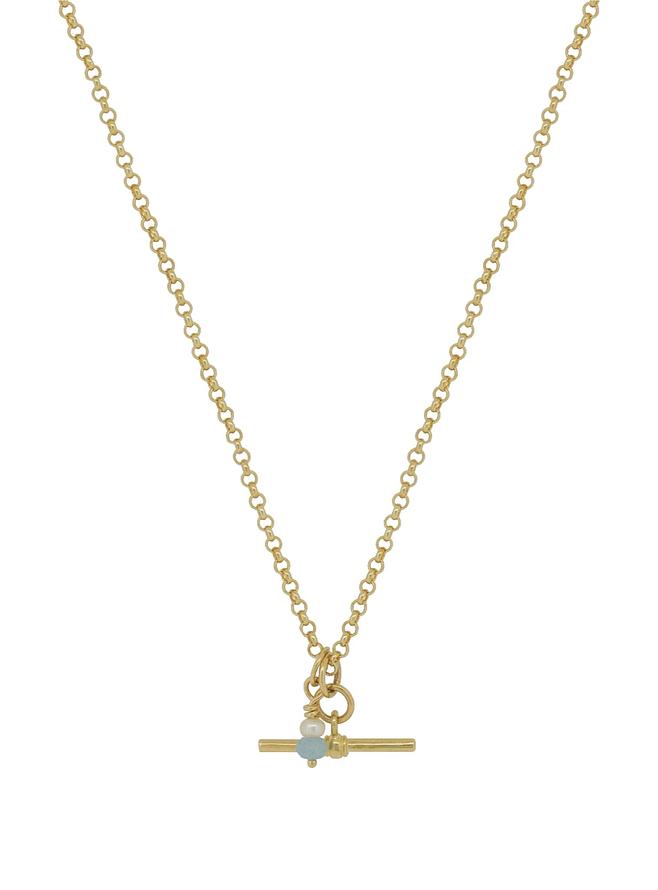 Small Fob TBar Belcher Necklace in 9ct Gold