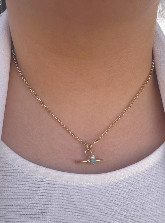 Small Fob TBar Belcher Necklace in 9ct Gold