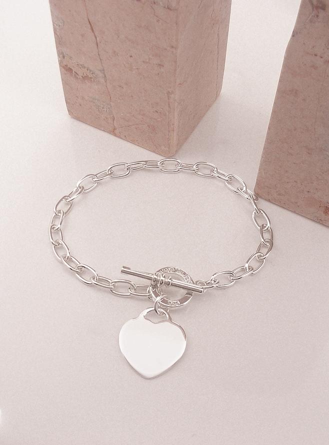 Reagan Heart Tag Toggle Bracelet in Sterling Silver