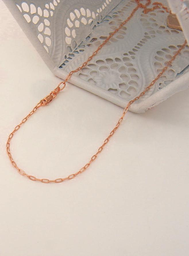 Aurelia Fine 1.7mm Paperclip Necklace Chain in 9ct Rose Gold