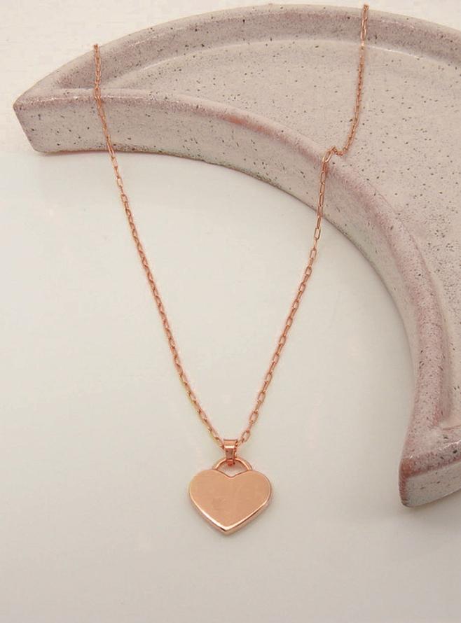 Lightweight 14mm Heart Tag Charm Pendant in 9ct Rose Gold