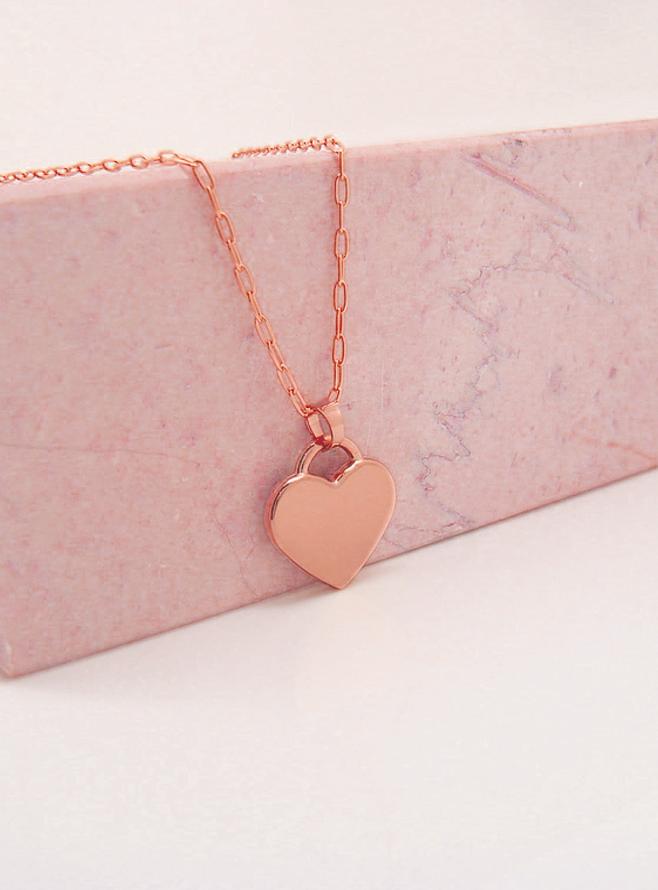 Lightweight 14mm Heart Tag Charm Pendant in 9ct Rose Gold