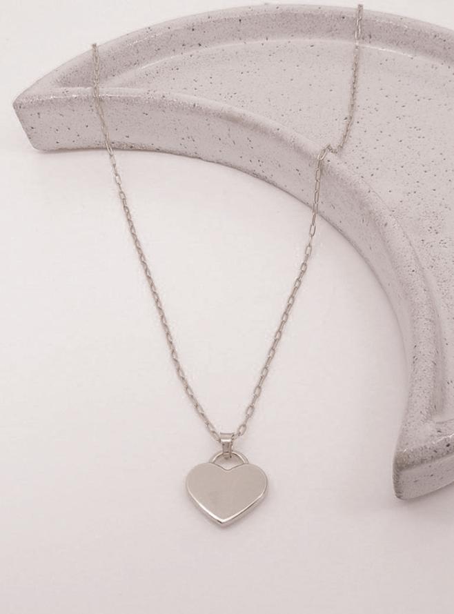 Lightweight 14mm Heart Tag Charm Pendant in 9ct White Gold