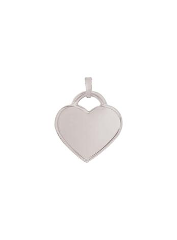 Lightweight 14mm Heart Tag Charm Pendant in 9ct White Gold
