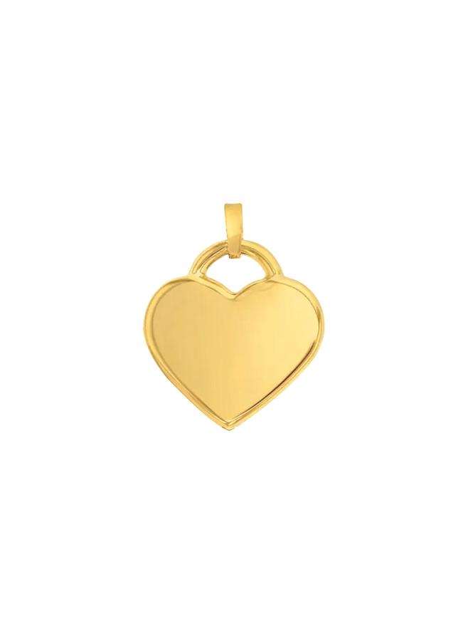 Lightweight 14mm Heart Tag Charm Pendant in 9ct Gold