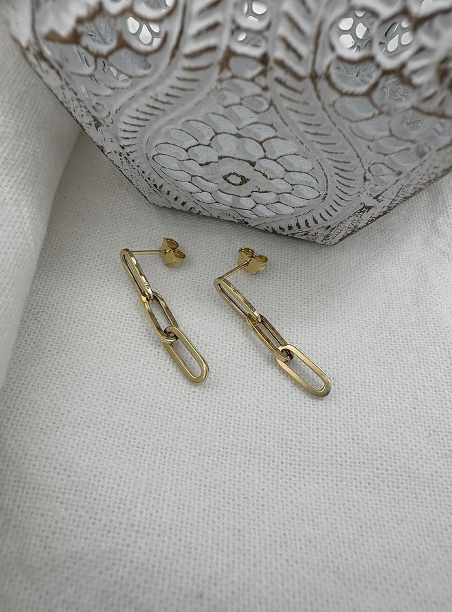 Aurelia Paperclip Dangle Earrings in 9ct Gold