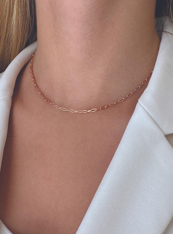 Aurelia 2.5mm Paperclip Necklace Chain in 9ct Rose Gold
