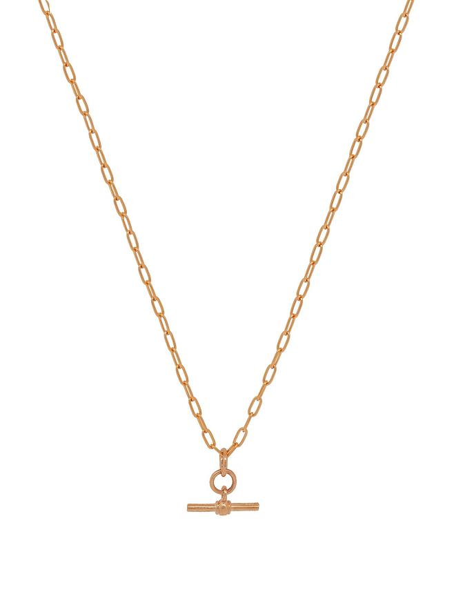 Aurelia Paperclip T Bar Fob Necklace Chain in 9ct Rose Gold