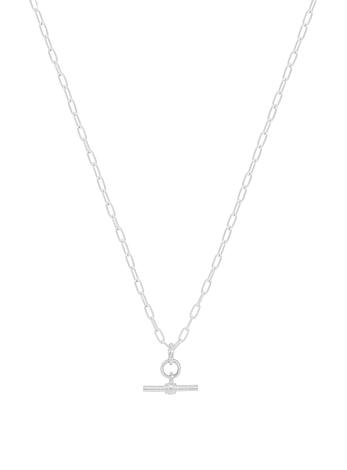 Aurelia Paperclip T Bar Fob Necklace Chain in Sterling Silver