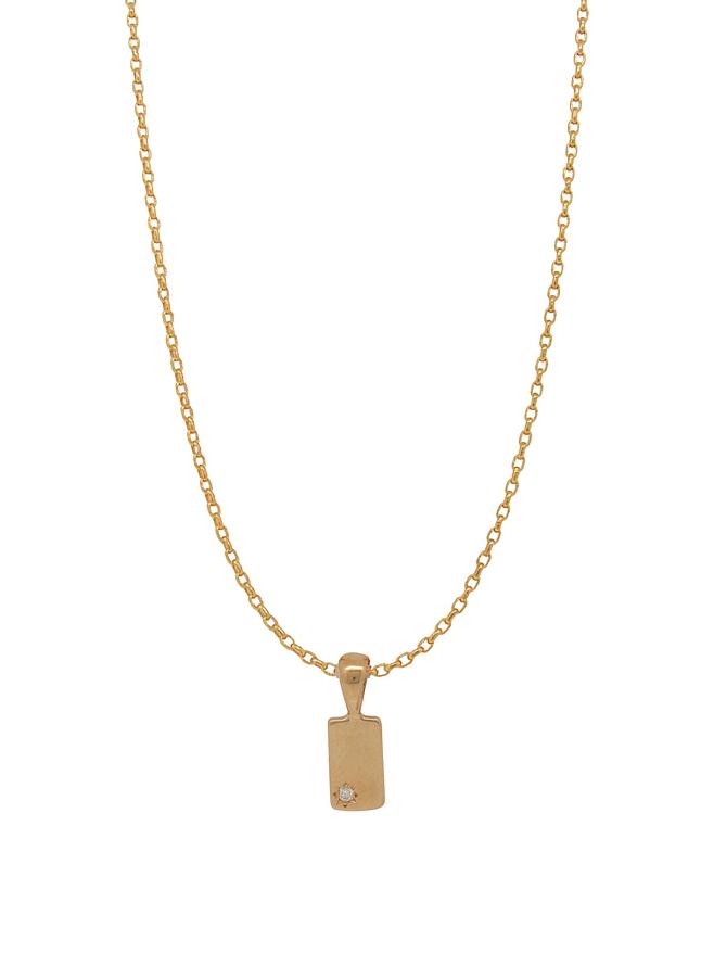 Aurelia Diamond Tag Charm Belcher Necklace in 9ct Rose Gold