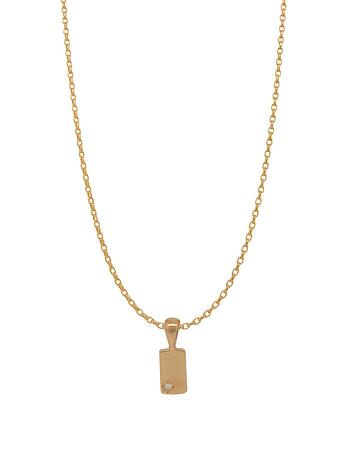 Aurelia Diamond Tag Charm Belcher Necklace in 9ct Rose Gold