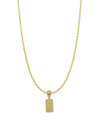 Aurelia Diamond Tag Charm Belcher Necklace in 9ct Gold