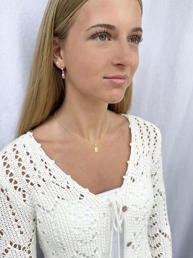 Aurelia Diamond Tag Charm Belcher Necklace in 9ct Gold
