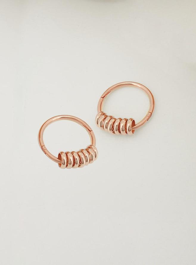 Charms for Sleeper Earrings 7 Lucky Rings in 9ct Rose Gold
