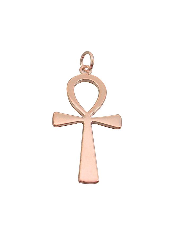Large Egyptian Ankh Cross Pendant Necklace in 9ct Rose Gold