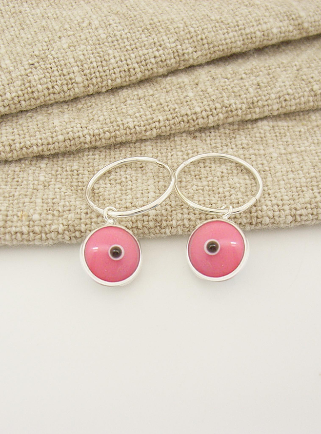 Small Lucky Protection Evil Eye Sleeper Earring Charms