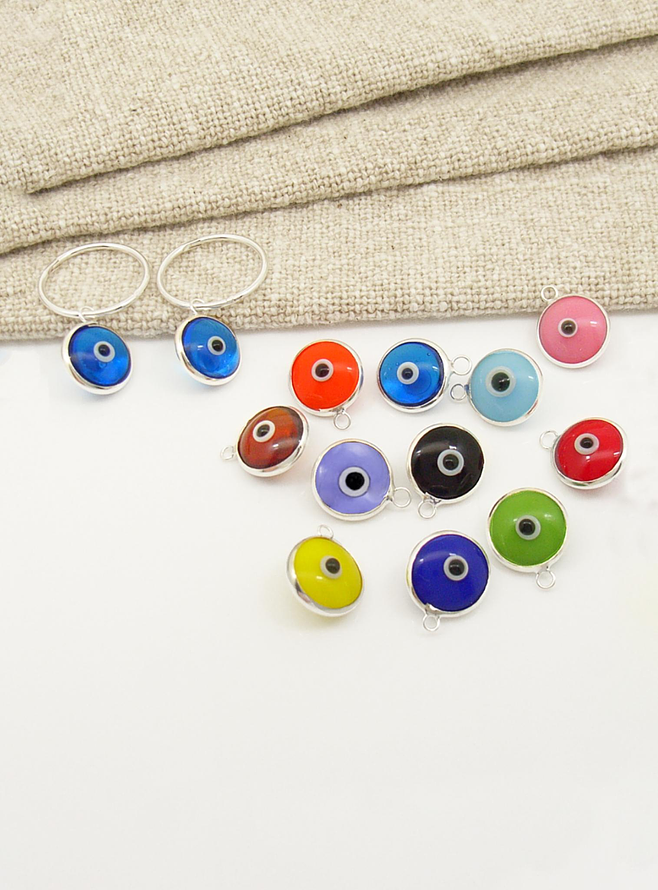 Small Lucky Protection Evil Eye Sleeper Earring Charms